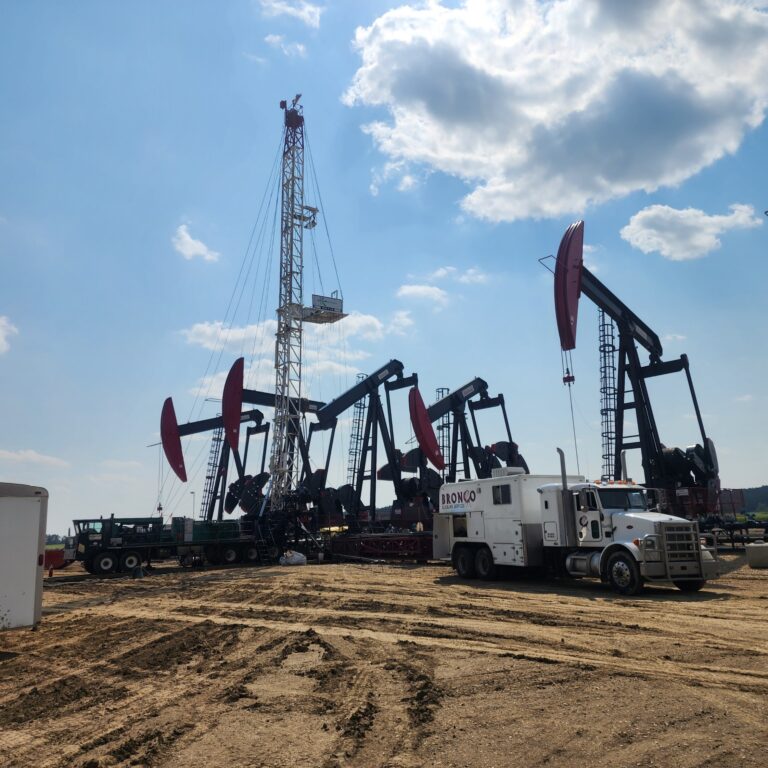 wireline services being completed at oil well